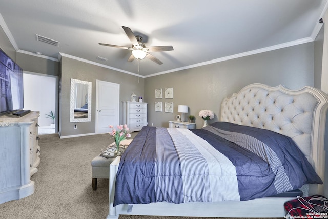 141 Whitetail Pass, San Antonio, TX 78253 - bedroom featuring carpet floors, crown molding, and ceiling fan