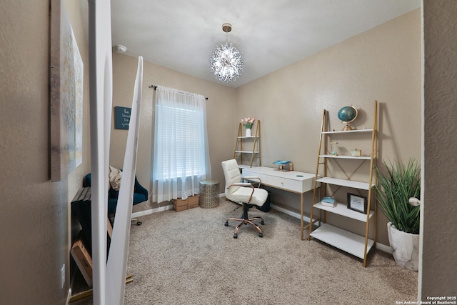141 Whitetail Pass, San Antonio, TX 78253 - office with carpet flooring and a chandelier