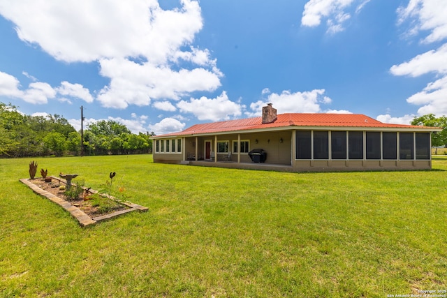 479 Park Rd 23, Blanco, TX 78606 - view of green lawn featuring a sunroom