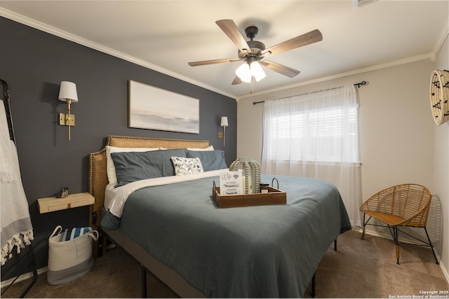 11862 Barkston, San Antonio, TX 78253 - carpeted bedroom featuring ornamental molding and ceiling fan