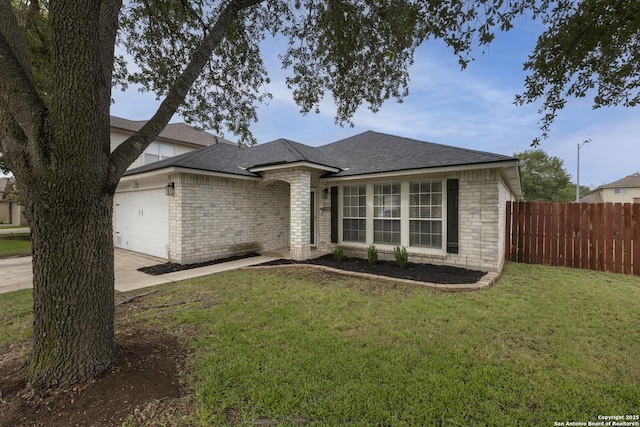11862 Barkston, San Antonio, TX 78253 - view of front facade with an attached garage, brick siding, driveway, and roof with shingles