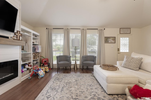 11862 Barkston, San Antonio, TX 78253 - living area featuring wood finished floors, healthy amount of natural light, and a glass covered fireplace