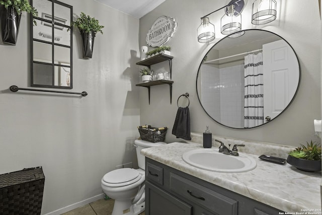 1245 Whitney, Pleasanton, TX 78064 - full bath with vanity, tile patterned flooring, and a shower with curtain