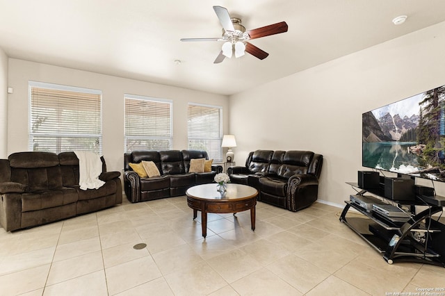 435 Red Quill Nest, San Antonio, TX 78253 - living area featuring a ceiling fan and light tile patterned flooring