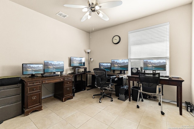 435 Red Quill Nest, San Antonio, TX 78253 - office area featuring light tile patterned flooring and ceiling fan