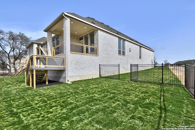 409 Dulce Vis, Boerne, TX 78006 - view of side of property with stairs, brick siding, and a wooden deck