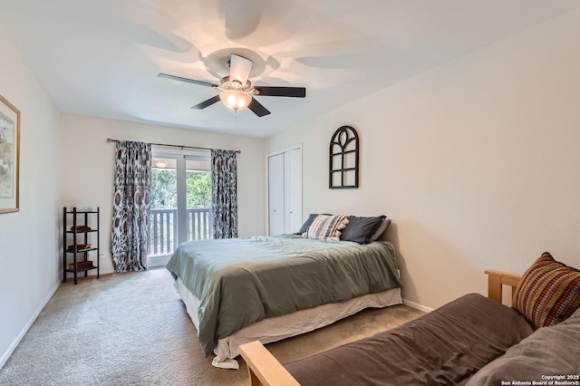 547 Patricia, San Antonio, TX 78216 - bedroom with access to outside, carpet, ceiling fan, and a closet