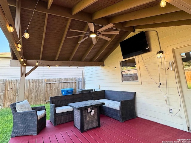 5742 Butch Cyn, San Antonio, TX 78252 - deck featuring an outdoor hangout area and ceiling fan