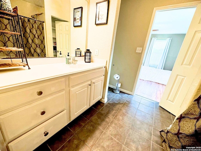 5742 Butch Cyn, San Antonio, TX 78252 - ensuite bathroom with vanity, tile patterned flooring, and a shower with shower curtain