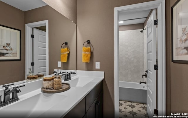 6651 Comanche Vly, San Antonio, TX 78233 - full bathroom featuring double vanity and shower / tub combination