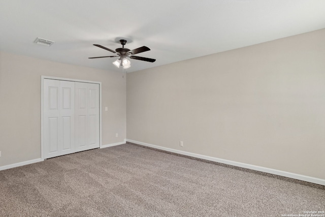 8810 Flint Vly, San Antonio, TX 78227 - unfurnished bedroom featuring carpet flooring, a closet, and ceiling fan
