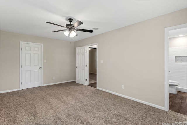 8810 Flint Vly, San Antonio, TX 78227 - unfurnished bedroom featuring carpet flooring, ensuite bathroom, and a ceiling fan