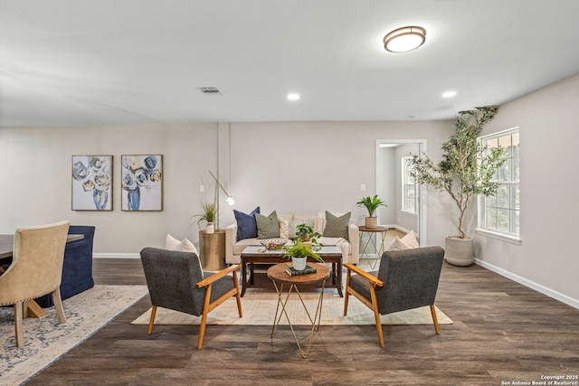 8810 Flint Vly, San Antonio, TX 78227 - living area featuring dark wood-style flooring and recessed lighting