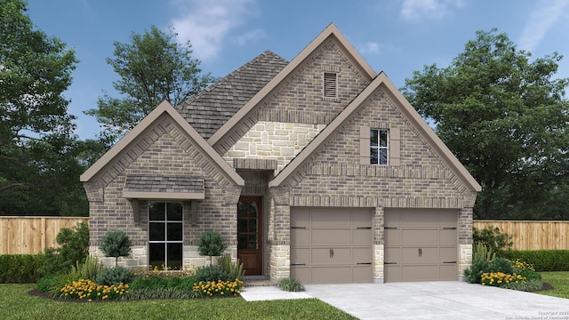 2655 Vistablue Ln, San Antonio, TX 78245 - french provincial home featuring stone siding, driveway, and an attached garage