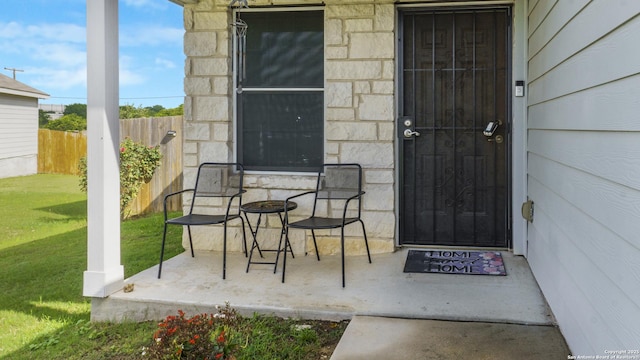 7207 Rosada Way, San Antonio, TX 78218 - property entrance featuring stone siding
