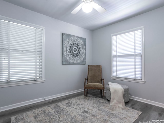 131 Hartford, San Antonio, TX 78223 - sitting room with wood finished floors and ceiling fan