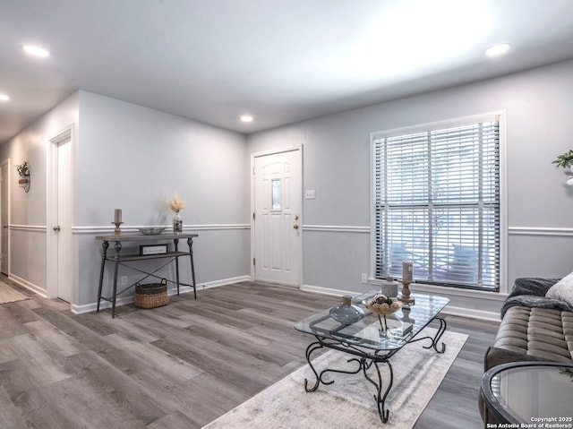 131 Hartford, San Antonio, TX 78223 - living room featuring wood finished floors and recessed lighting