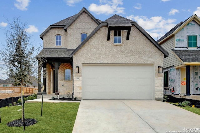 233 Alpine, New Braunfels, TX 78130 - view of front of home featuring concrete driveway, stone siding, and a shingled roof