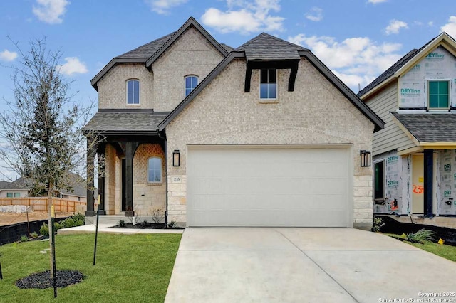 233 Alpine, New Braunfels, TX 78130 - view of front of property with concrete driveway, stone siding, and roof with shingles