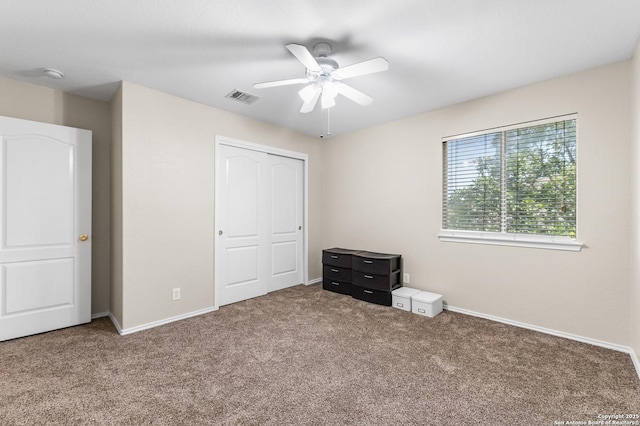10223 Cactus Vly, San Antonio, TX 78254 - unfurnished bedroom featuring carpet floors, a closet, and ceiling fan