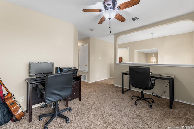 10223 Cactus Vly, San Antonio, TX 78254 - office space with carpet, ceiling fan, and arched walkways