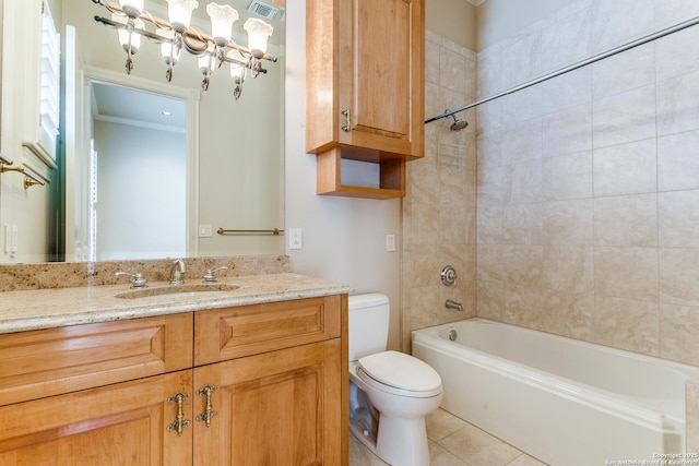 600 Thelma, Olmos Park, TX 78212 - full bathroom featuring vanity, washtub / shower combination, tile patterned flooring, and crown molding
