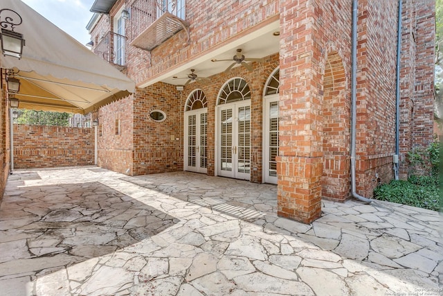 600 Thelma, Olmos Park, TX 78212 - view of patio / terrace with french doors and ceiling fan