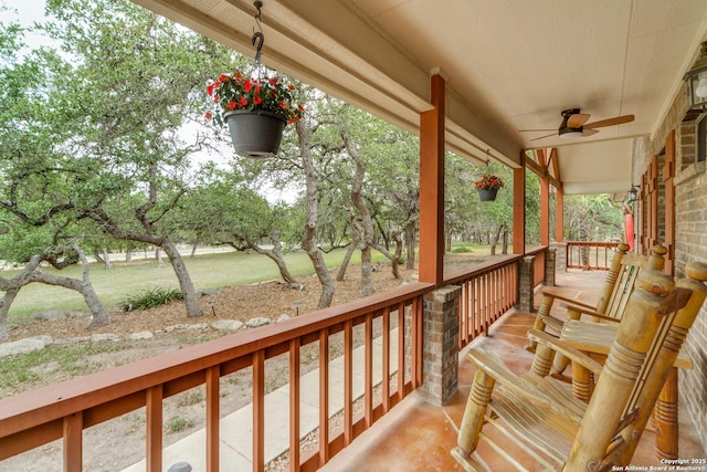 1777 Crossbow, Canyon Lake, TX 78133 - wooden porch featuring ceiling fan