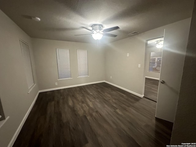 503 Grosvenor, San Antonio, TX 78221 - spare room with dark wood-style floors, ceiling fan, and a textured ceiling