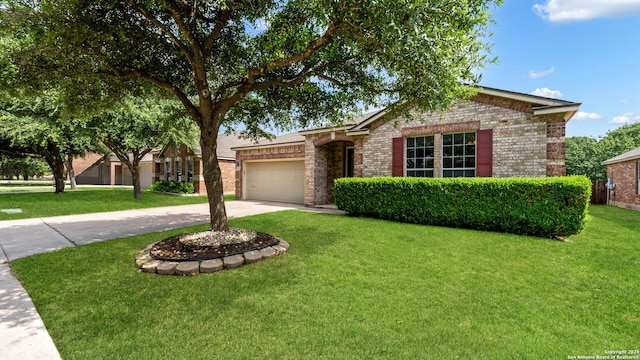 8023 Jalane Oaks, San Antonio, TX 78255 - view of front of home with brick siding, driveway, and a front lawn