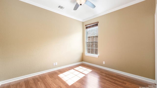 8023 Jalane Oaks, San Antonio, TX 78255 - unfurnished room featuring wood finished floors, ceiling fan, and ornamental molding