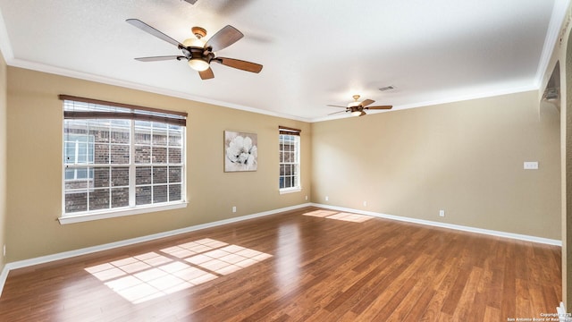 8023 Jalane Oaks, San Antonio, TX 78255 - spare room with a ceiling fan, wood finished floors, and crown molding