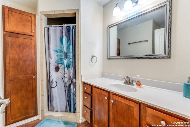 812 Riviere, Falls City, TX 78113 - full bath featuring vanity and a shower with shower curtain