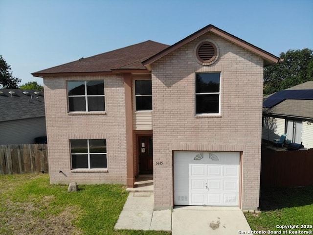 5615 Camry Spgs, San Antonio, TX 78251 - view of front of home featuring an attached garage, brick siding, and roof with shingles