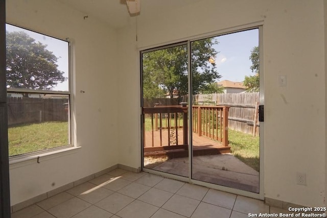 5615 Camry Spgs, San Antonio, TX 78251 - doorway to outside with tile patterned flooring and a ceiling fan