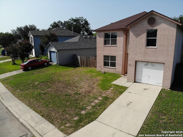 5615 Camry Spgs, San Antonio, TX 78251 - view of front facade featuring a garage, brick siding, and concrete driveway