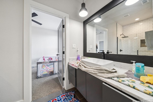 818 Martin Luther King, San Antonio, TX 78203 - full bath featuring vanity, a stall shower, and tile patterned flooring