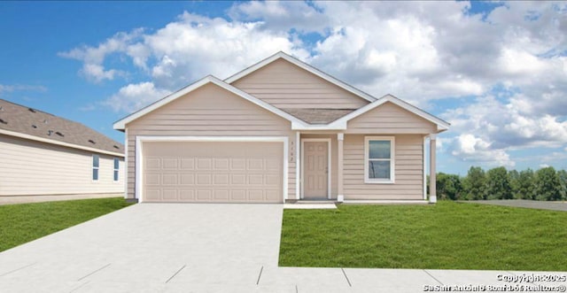 212 Agave Cir, Jourdanton, TX 78026 - ranch-style home featuring a garage, concrete driveway, and a front yard