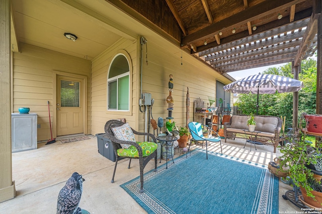 6018 Pearl Pass, San Antonio, TX 78222 - view of patio / terrace featuring a pergola and an outdoor living space
