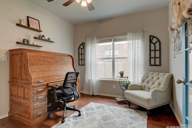 1154 Kite, New Braunfels, TX 78130 - office space with a ceiling fan and wood finished floors