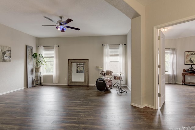 1154 Kite, New Braunfels, TX 78130 - sitting room featuring dark wood-style floors and a ceiling fan