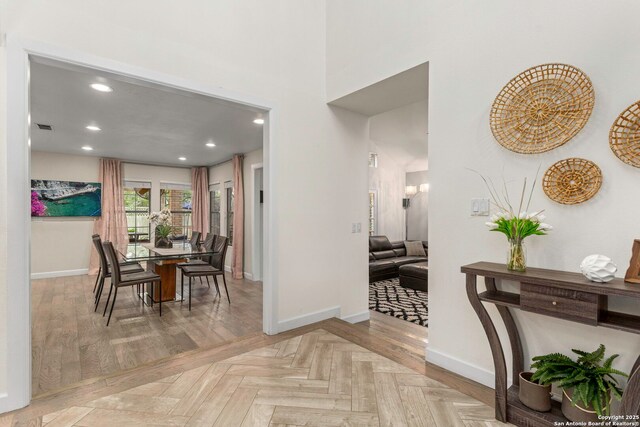 2915 Quail Oak, San Antonio, TX 78232 - dining space featuring recessed lighting and a towering ceiling