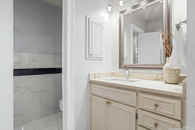 2915 Quail Oak, San Antonio, TX 78232 - full bathroom with marble finish flooring, vanity, and a marble finish shower
