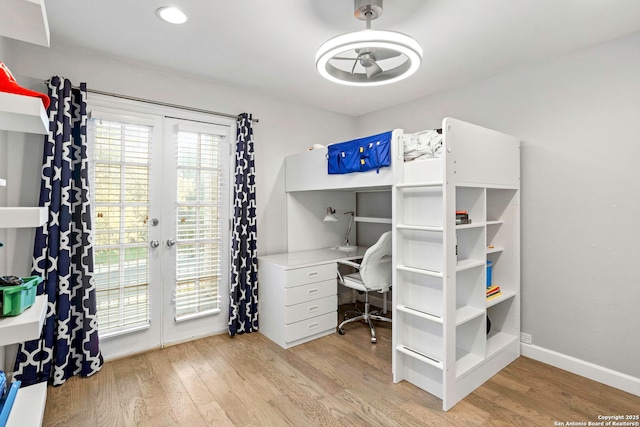 2915 Quail Oak, San Antonio, TX 78232 - bedroom with access to outside, wood finished floors, french doors, and an office area