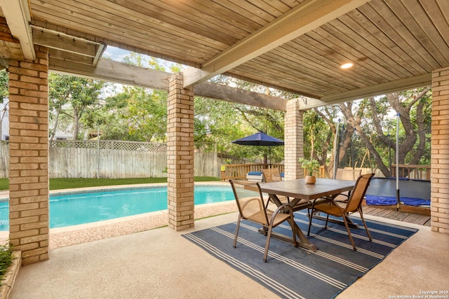 2915 Quail Oak, San Antonio, TX 78232 - fenced backyard featuring outdoor dining space, a patio area, and a wooden deck