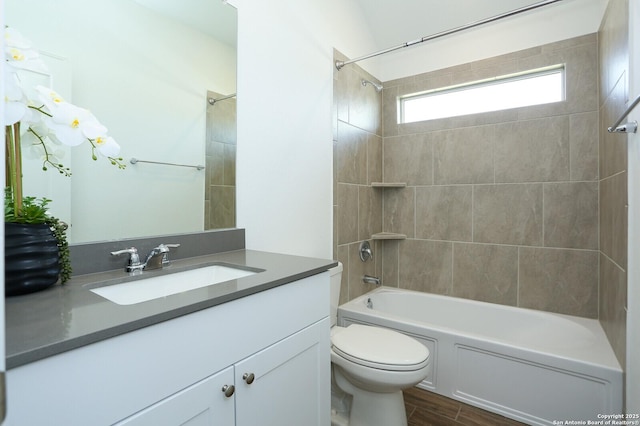 5798 Luciano Trl, Seguin, TX 78155 - bathroom with vanity, shower / bathtub combination, and wood finished floors