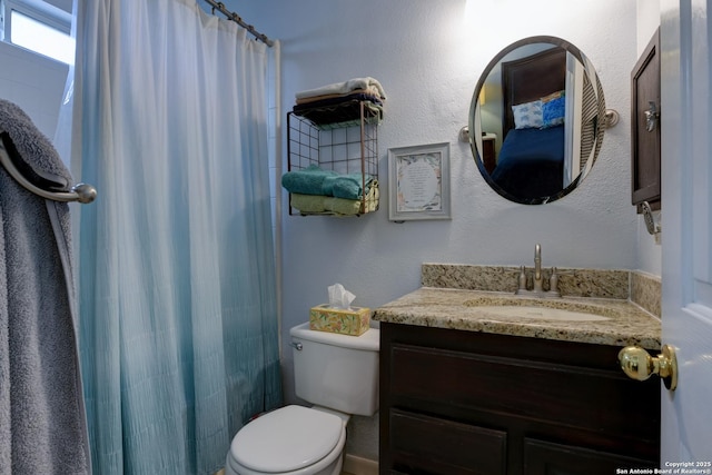 8822 Fernbrook, San Antonio, TX 78250 - bathroom with vanity and curtained shower