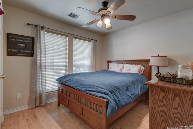 8822 Fernbrook, San Antonio, TX 78250 - bedroom with wood finished floors, multiple windows, and a ceiling fan