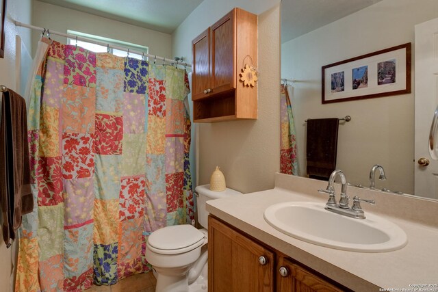 8822 Fernbrook, San Antonio, TX 78250 - bathroom with vanity, tile patterned flooring, and a shower with shower curtain