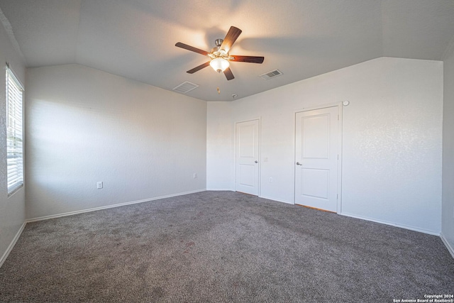 7119 Magnolia Blf, San Antonio, TX 78218 - unfurnished bedroom with vaulted ceiling, carpet, and ceiling fan